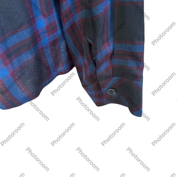 CAbi Plaid Moody Peplum Hem Long Sleeve Button Multicolor Medium - Picture 5 of 6